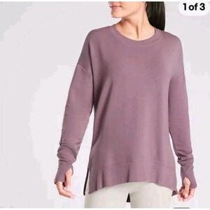 ATHLETA WOMEN'S  LONG SLEEVE SOFT Slit Sides Thimb Hole SWEATSHIRT‎ TOP Sz M